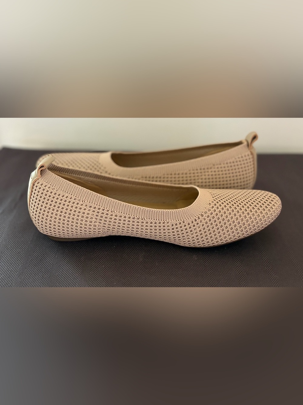 Vaneli Suvi Navy Beige Stretch Knit Ballet Flats 2142 Size 7.5 N Pristine - Picture 10 of 14